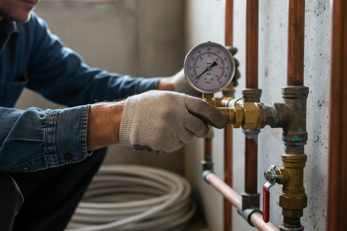 Pressure testing a repaired line during Water Line Repair in Brattleboro
